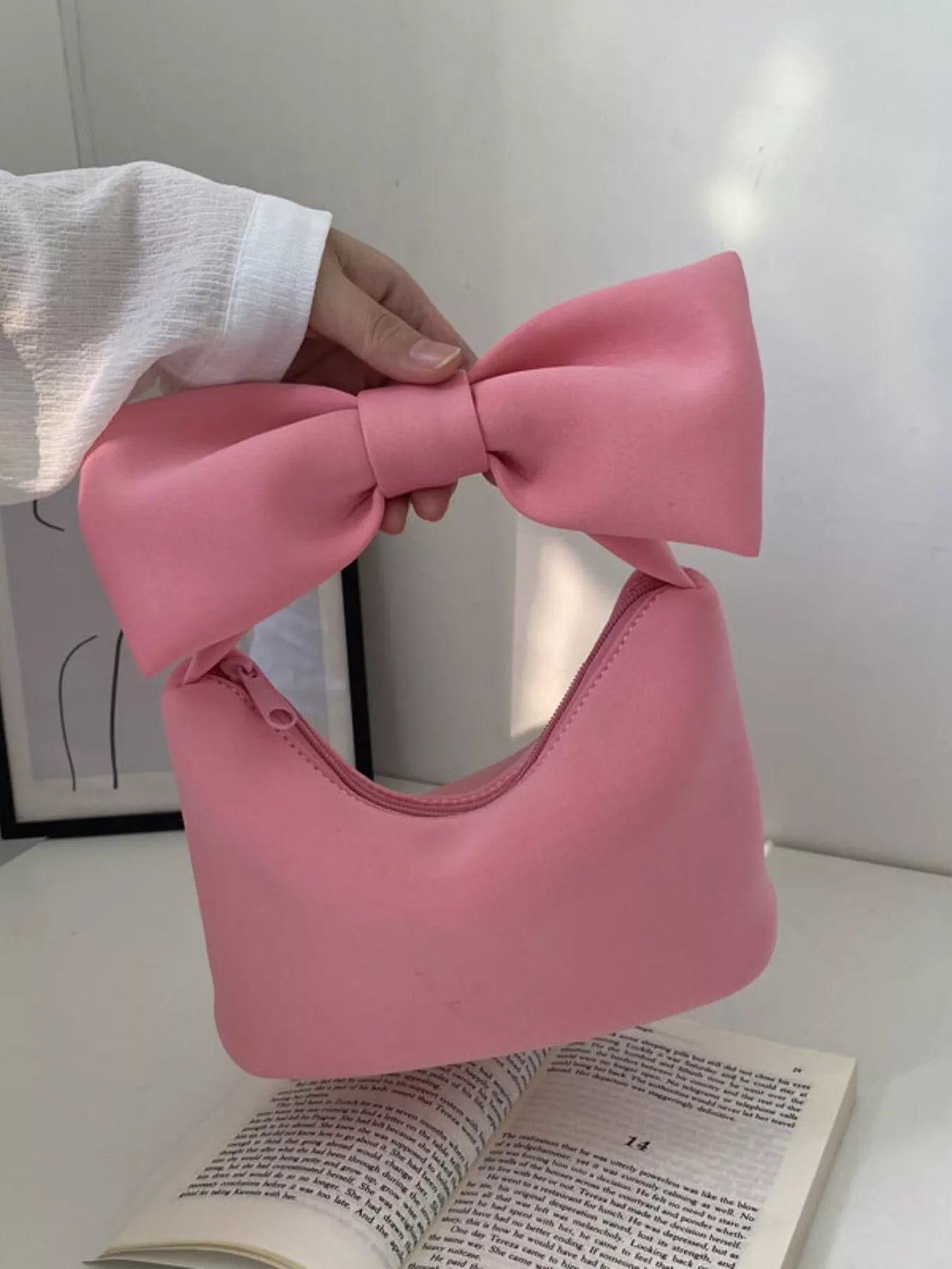 Solid Color Bow Handbag