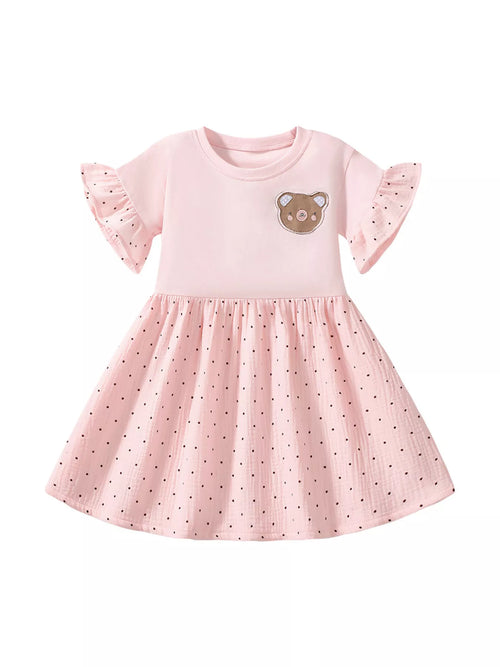 Children's Bear Ruffle Short Sleeve Dress