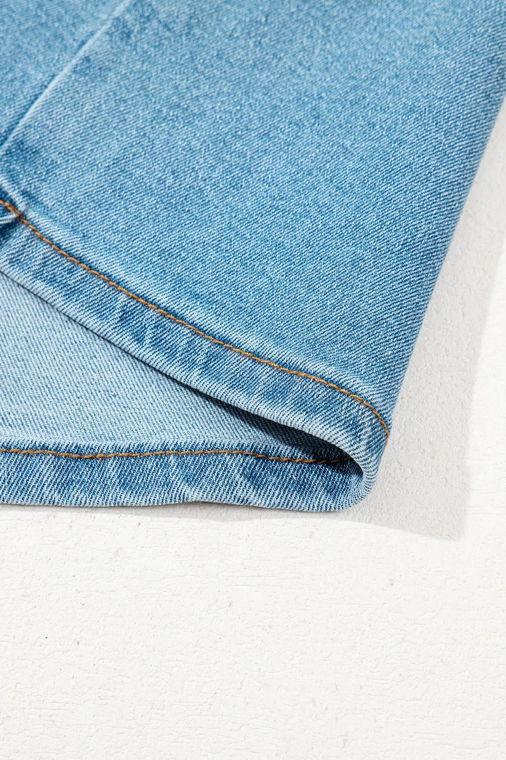 Acid Wash Bowknot Details High Waist Denim Skirt
