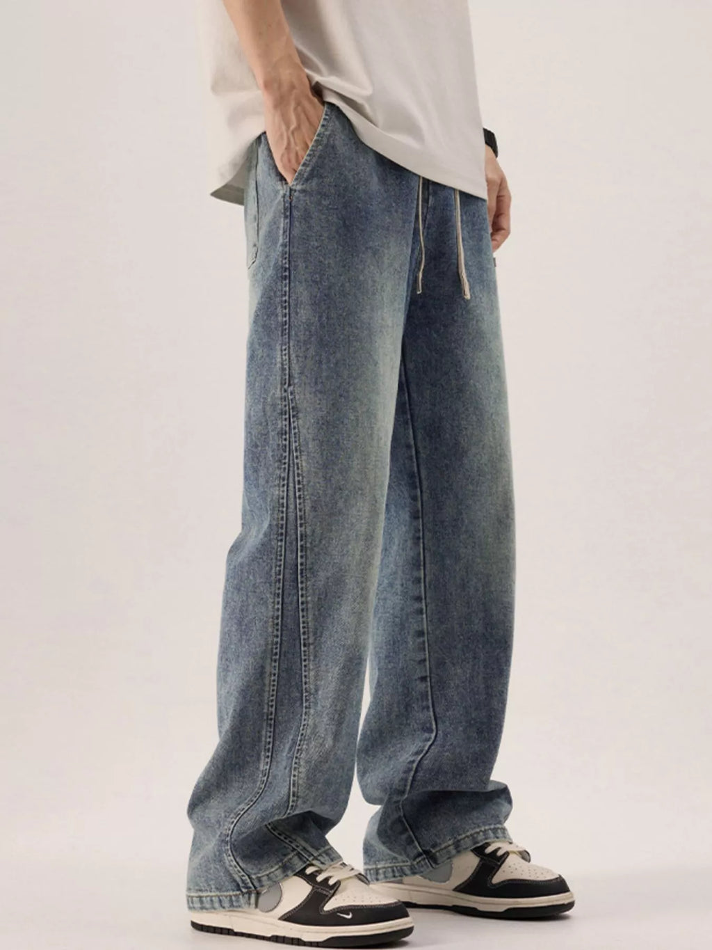 Men's Plus Size Vintage Wash Loose Fit Jeans