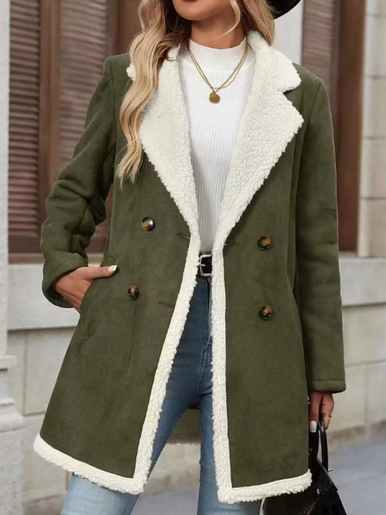 Sherpa Lined Button Up Coat