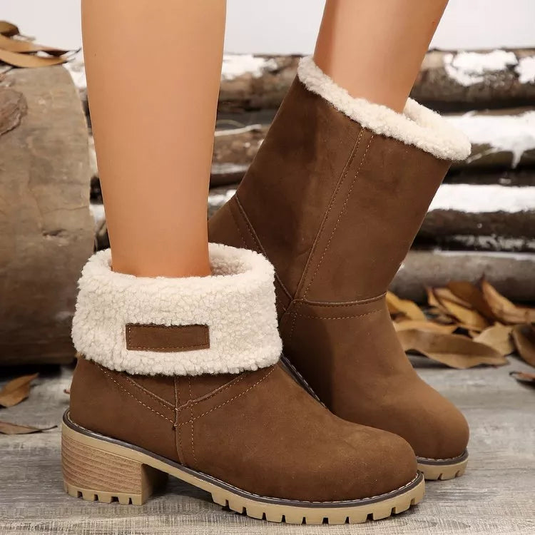 Round Toe Block Heels Boots
