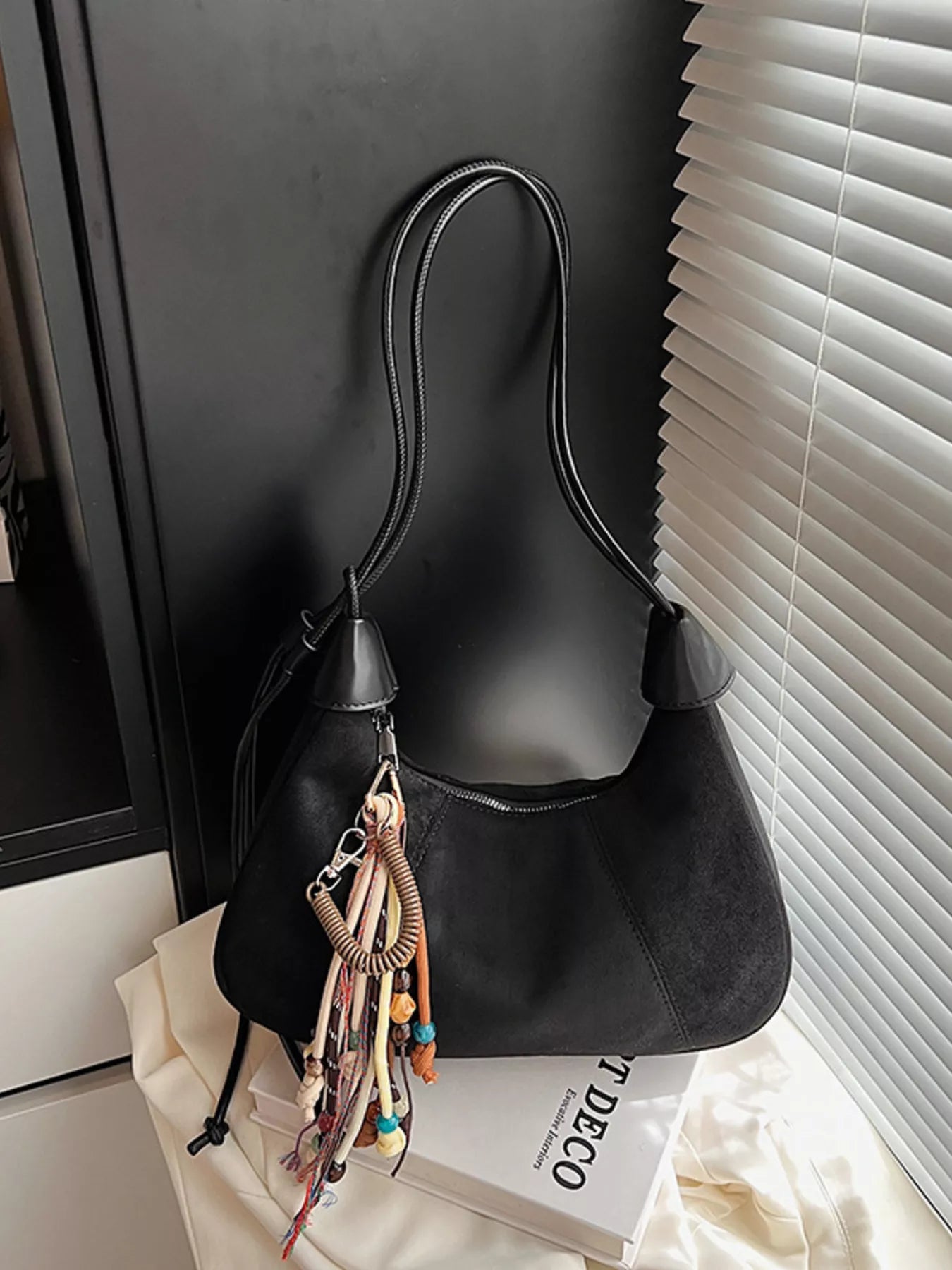 Vintage Suede Tassel Shoulder Bag