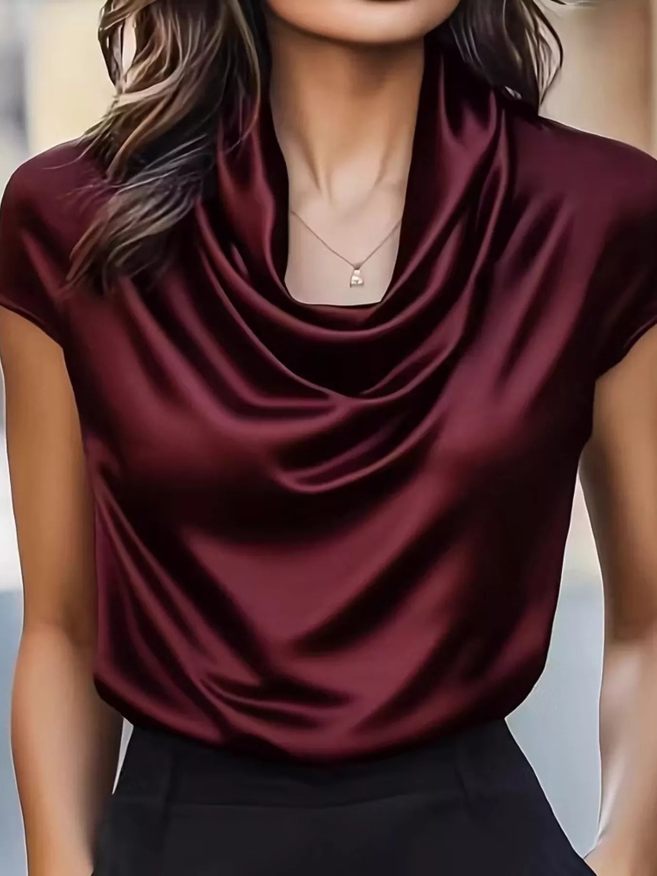 Satin Cowl Neck Blouse