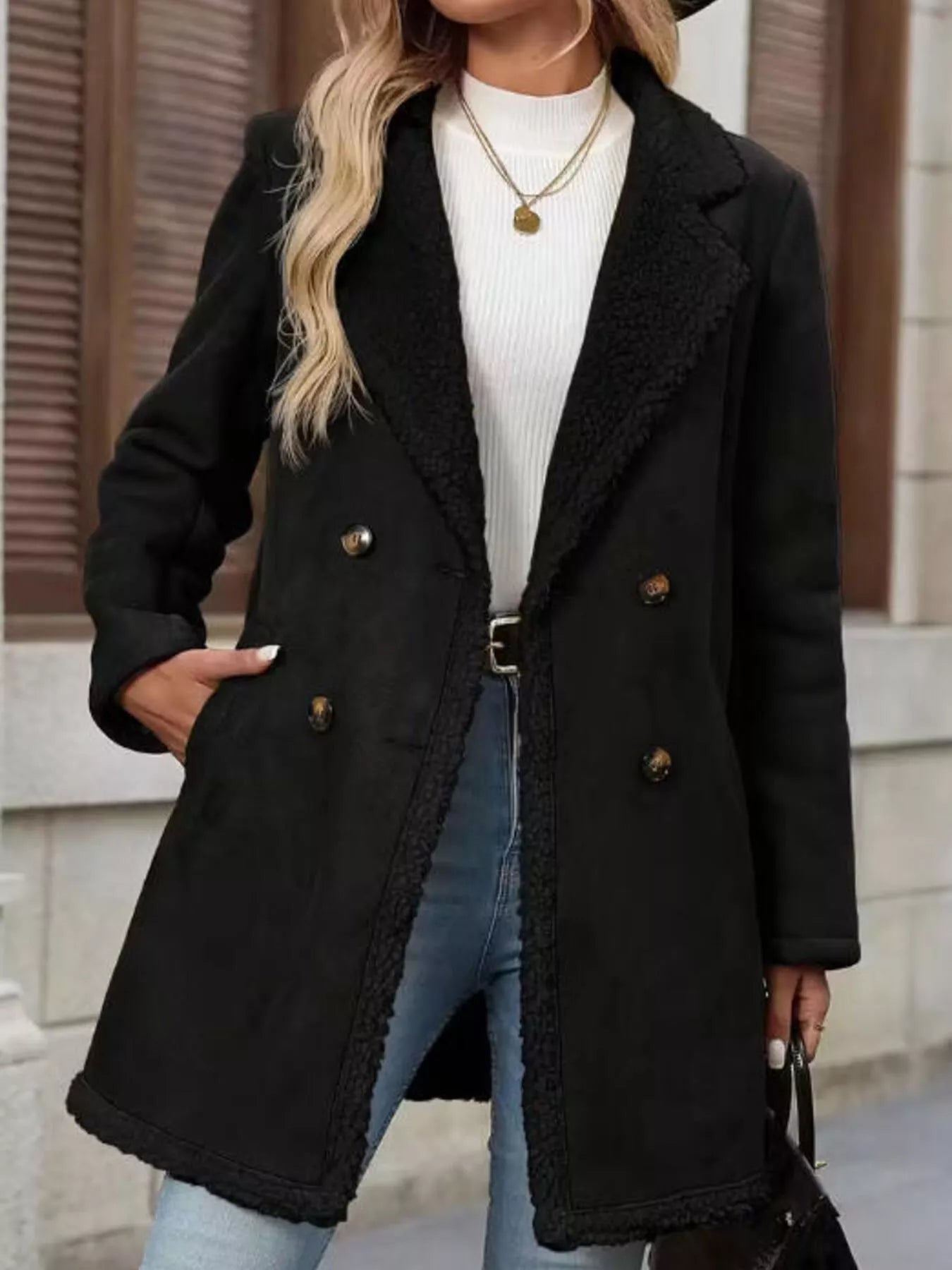 Sherpa Lined Button Up Coat