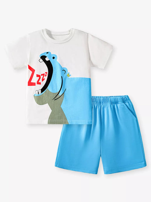 Children's Hippo Short Sleeve Top and Shorts Set
