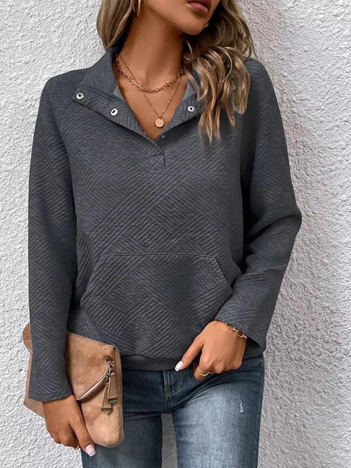 Textured Quarter Snap Sweatshirt