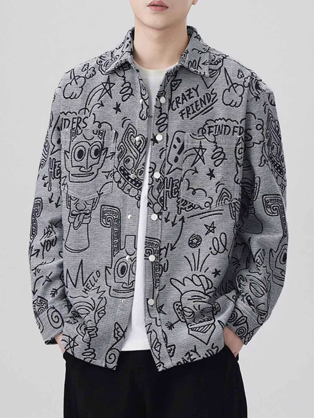 Men's Plus Size Graffiti Print Casual Shirt