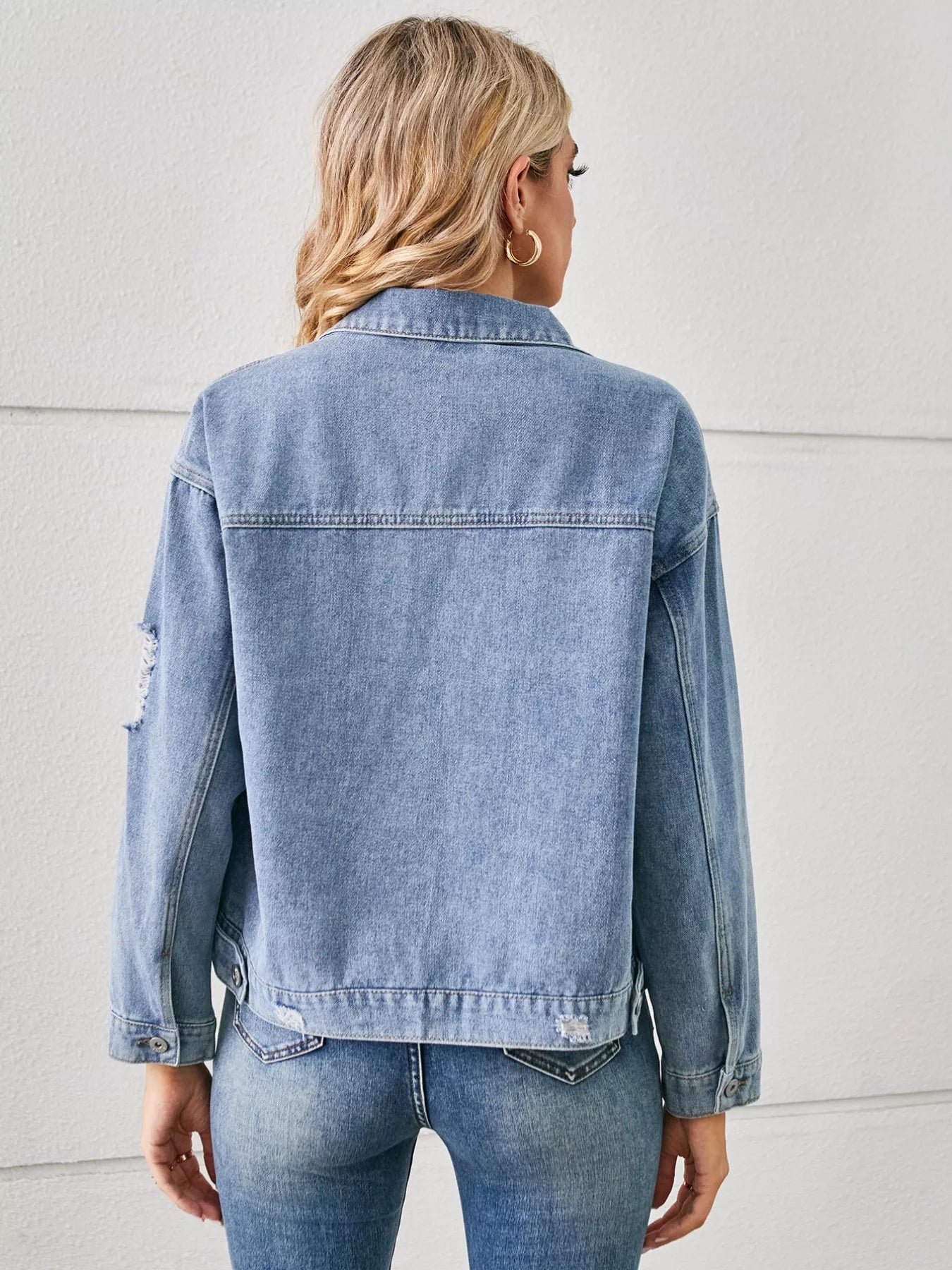 Snake Print Button Up Denim Jacket