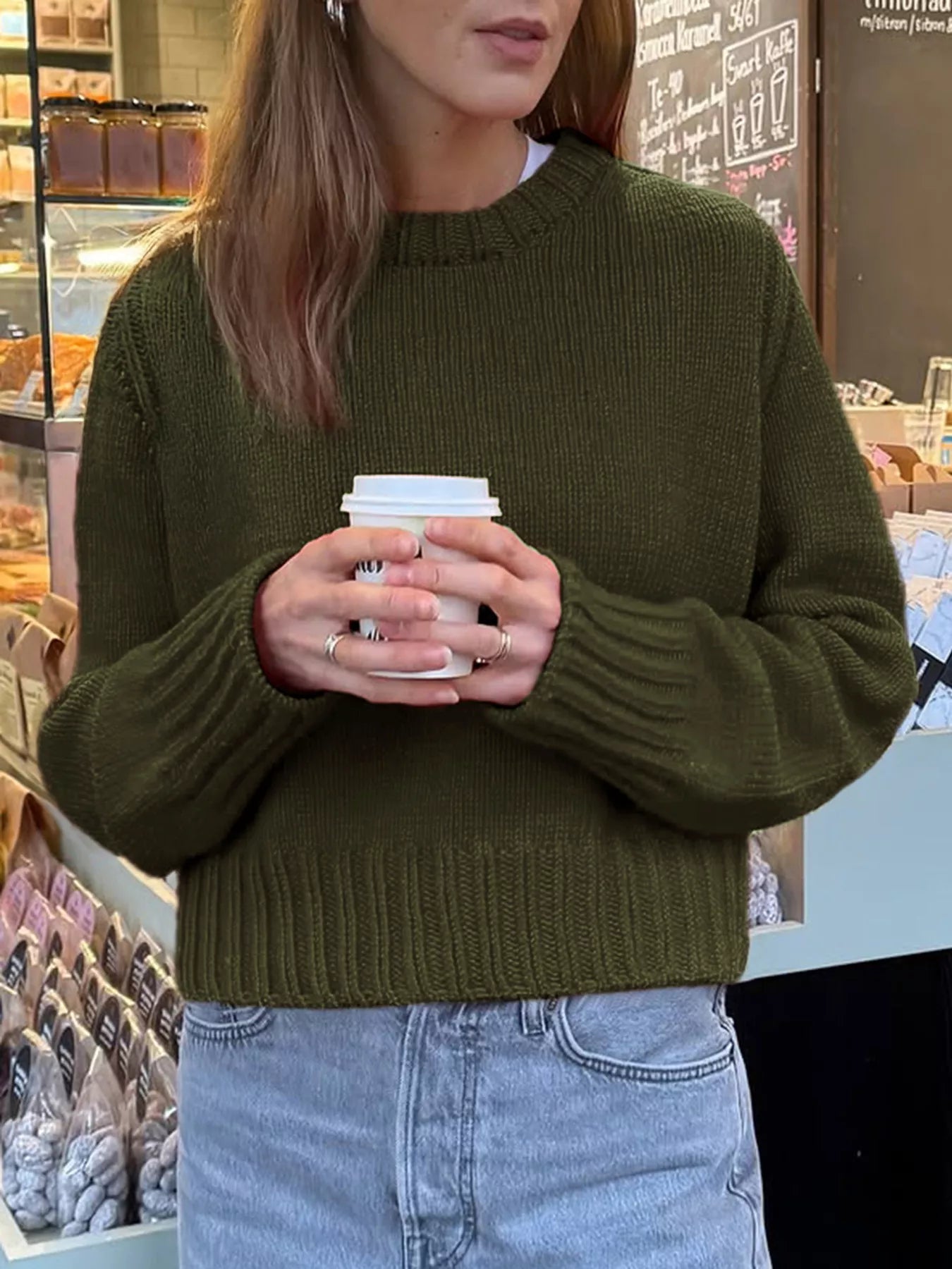 Ribbed Round Neck Sweater