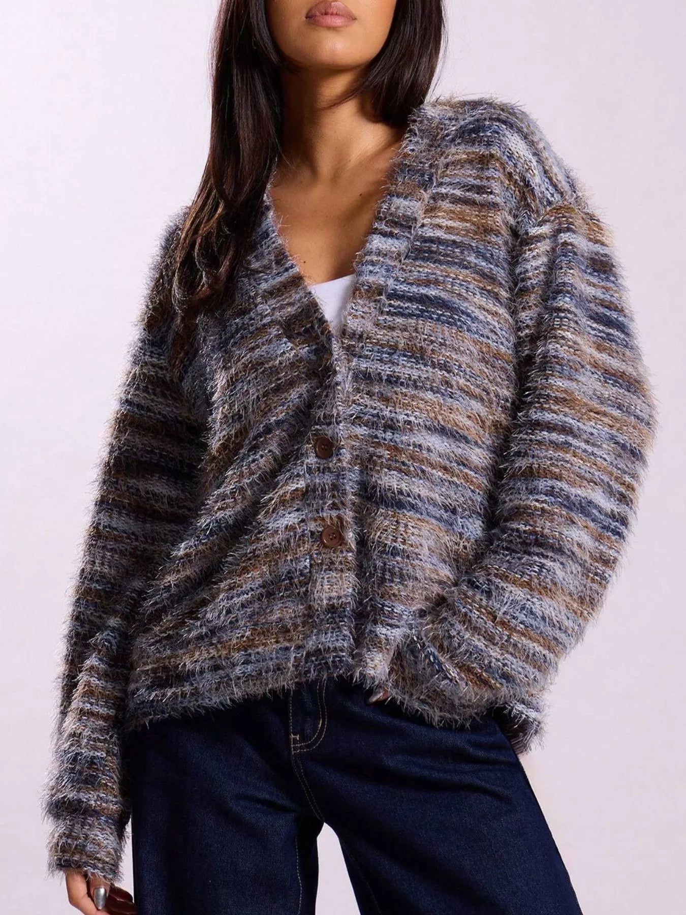 Textured Knit Button-Down Cardigan