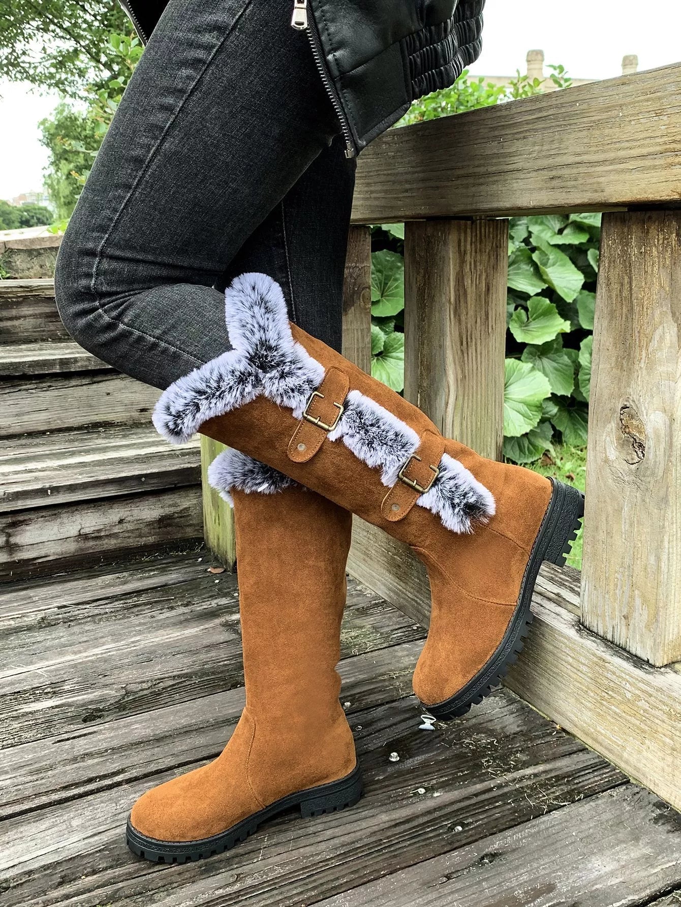 Round Toe Block Heels Boots