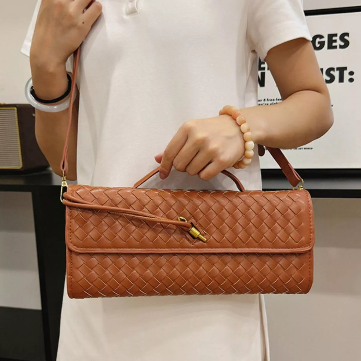 Woven Leather Crossbody Bag