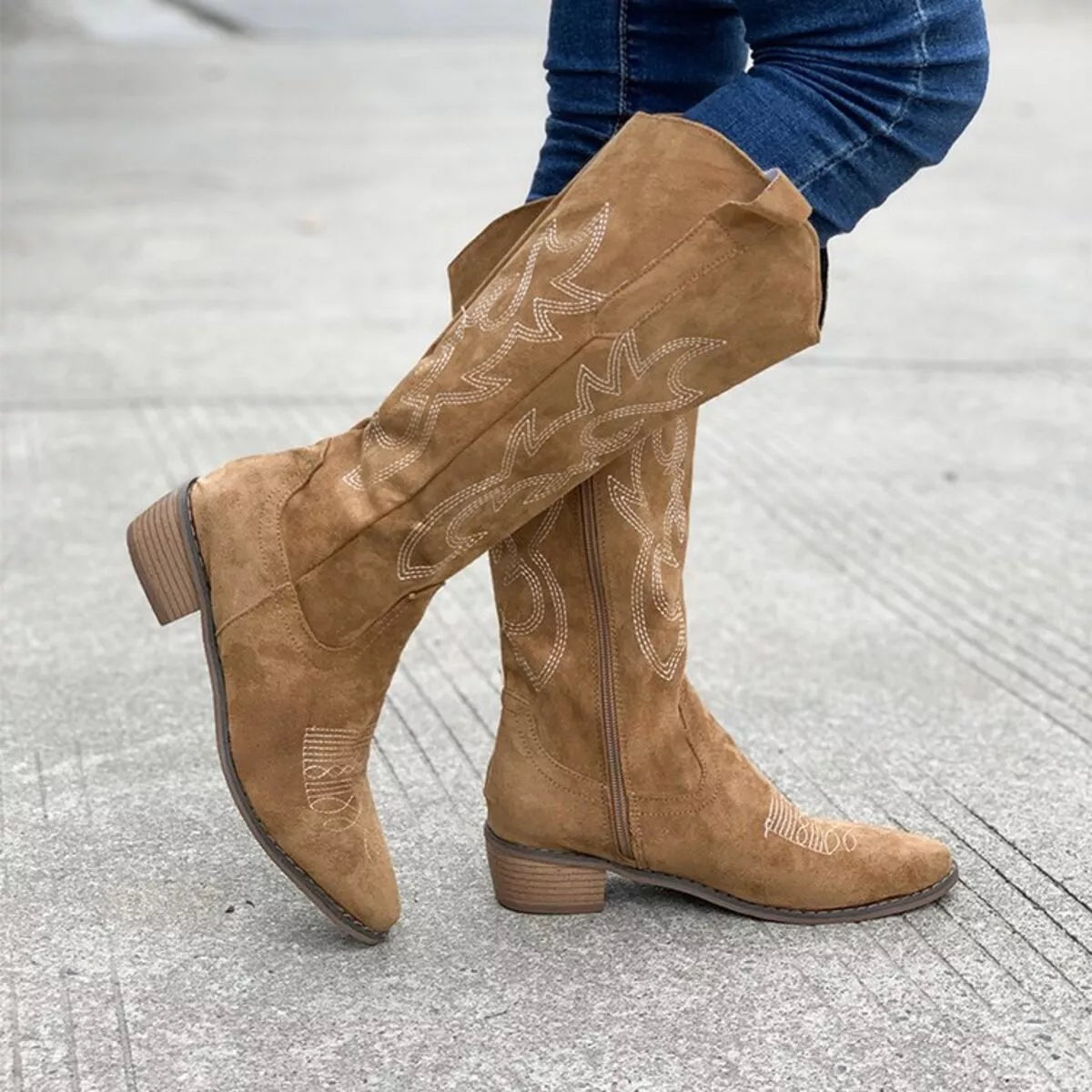 Point Toe Block Heels Boots