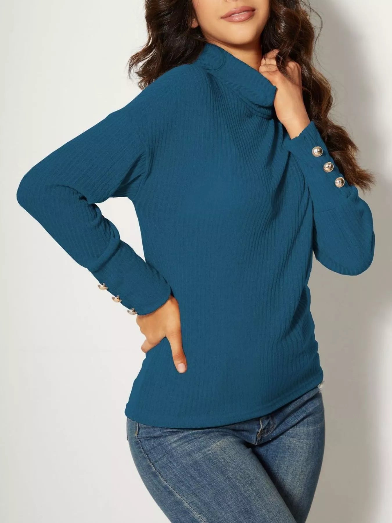 Ribbed Knit Turtleneck Sweater