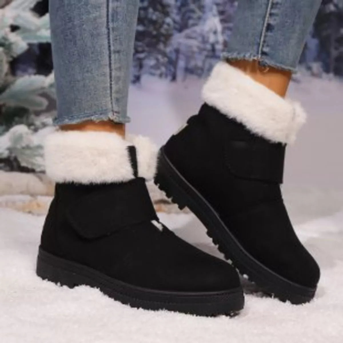 Round Toe Fuzzy Boots
