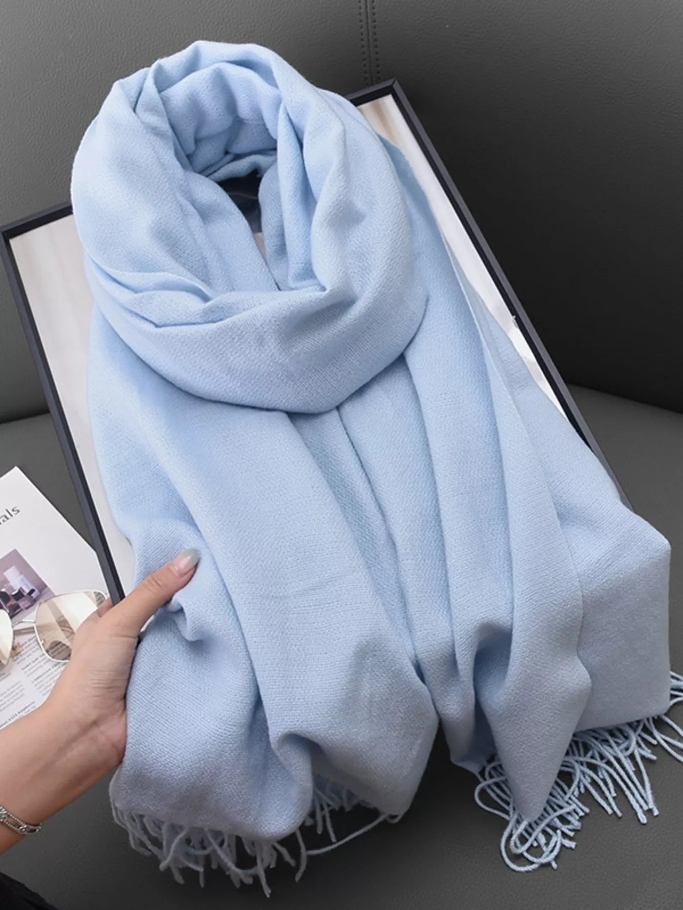 Solid Color Fringe Scarf