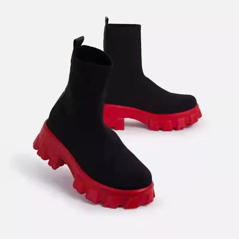 Round Toe Block Heels Boots