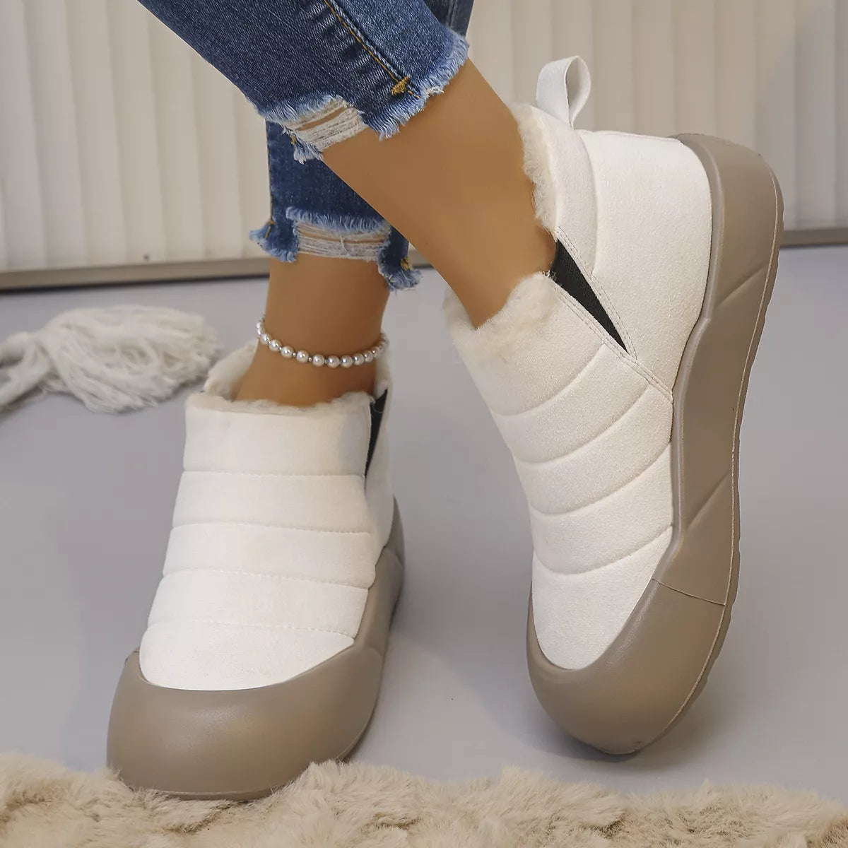 Warm Plush Lined Ankle Boots