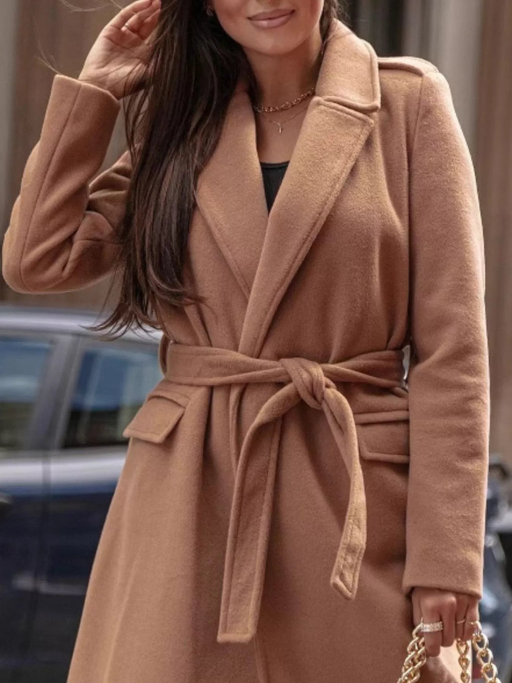 Tie Waist Longline Outerwear
