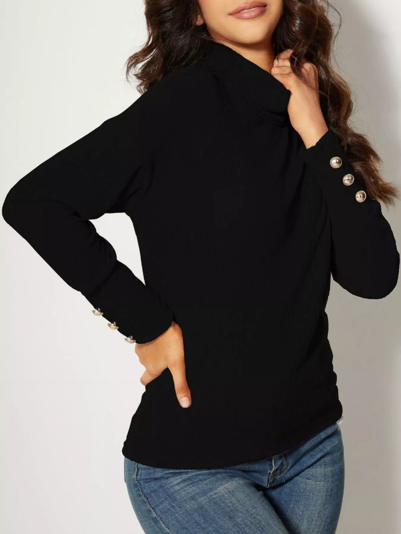 Ribbed Knit Turtleneck Sweater