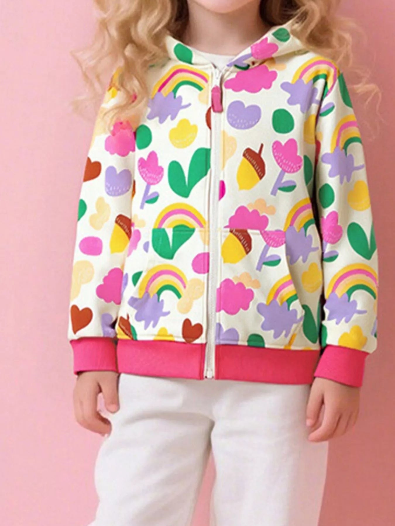 Children's Contrast Zip-Up Hoodie