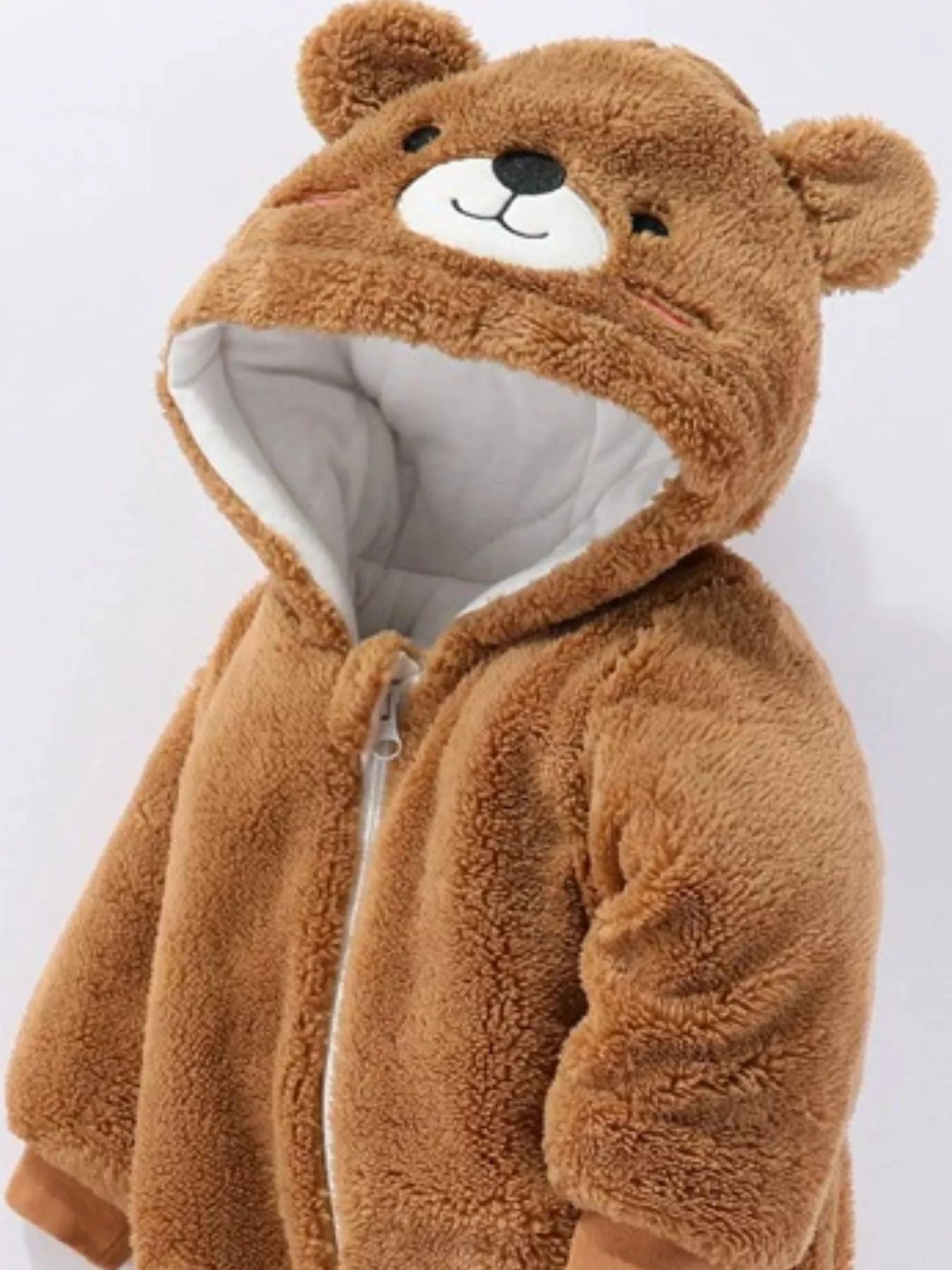 Children's Cozy Bear Hooded Fleece One-Piece