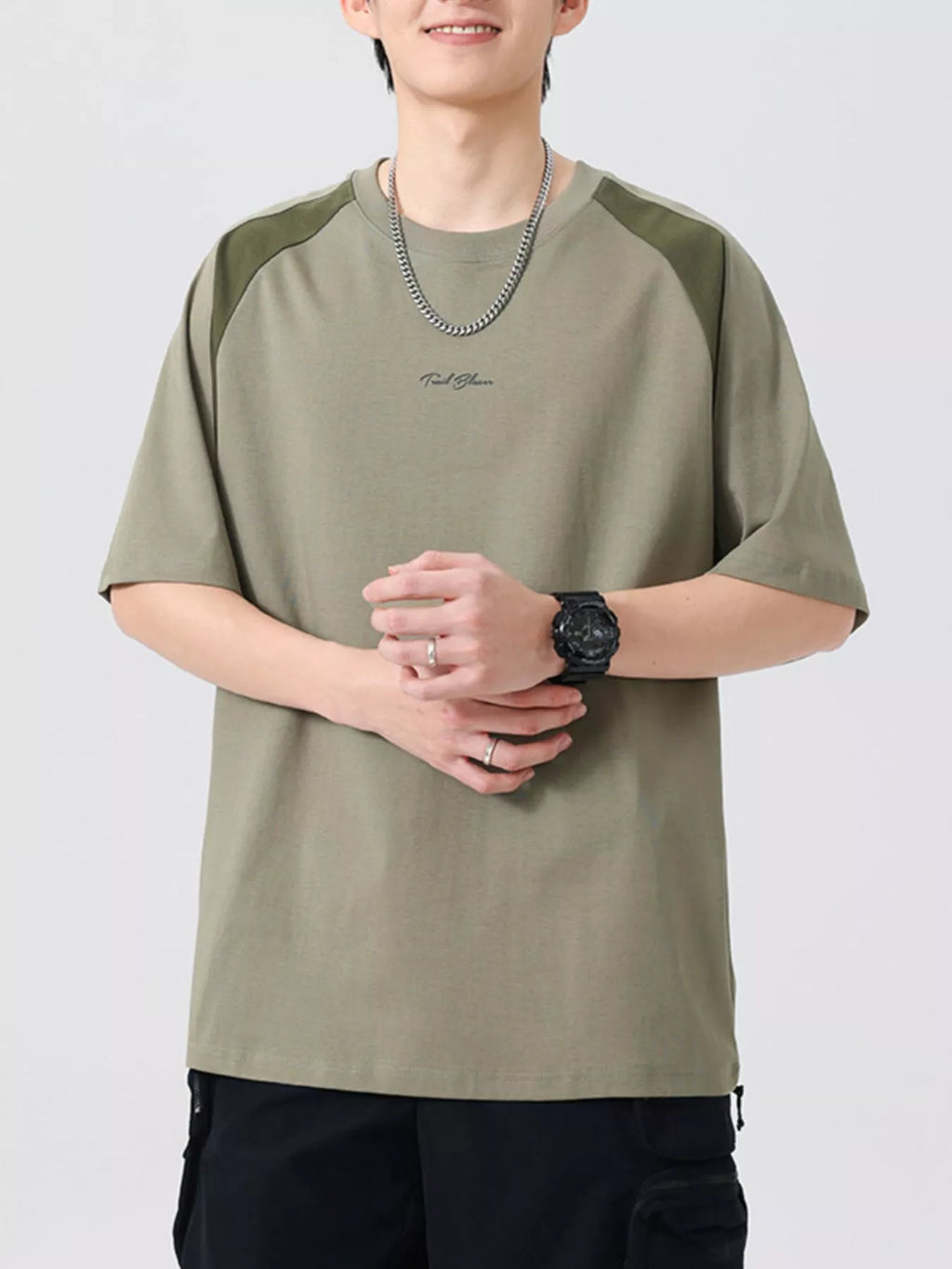 Men's Plus Size Contrast Raglan Sleeve Casual T-Shirt