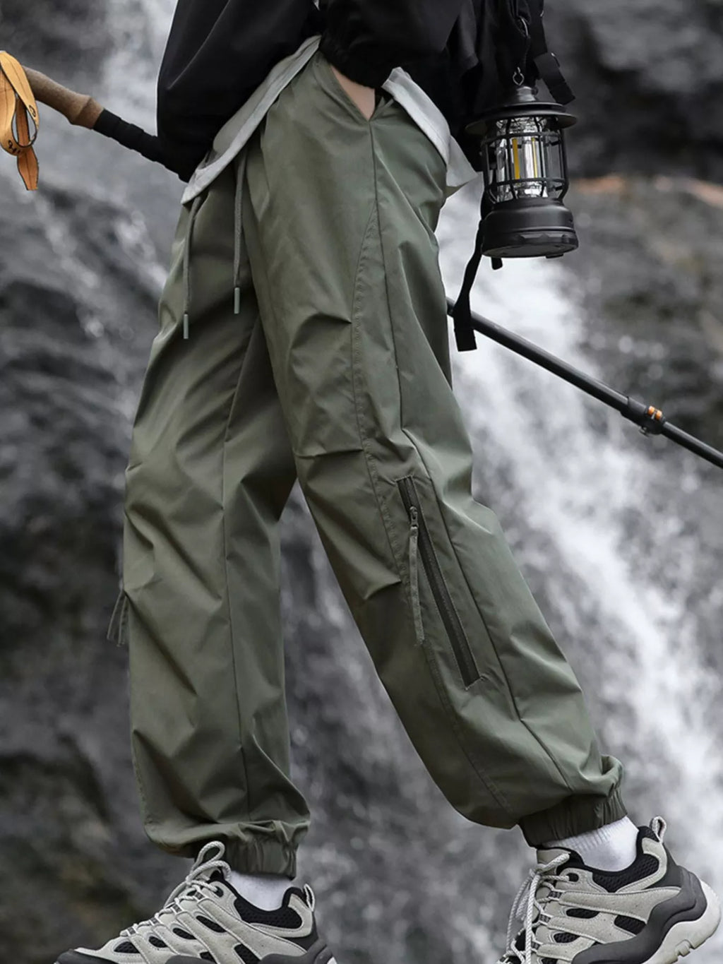Men's Plus Size Cargo Pants with Zipper Pockets