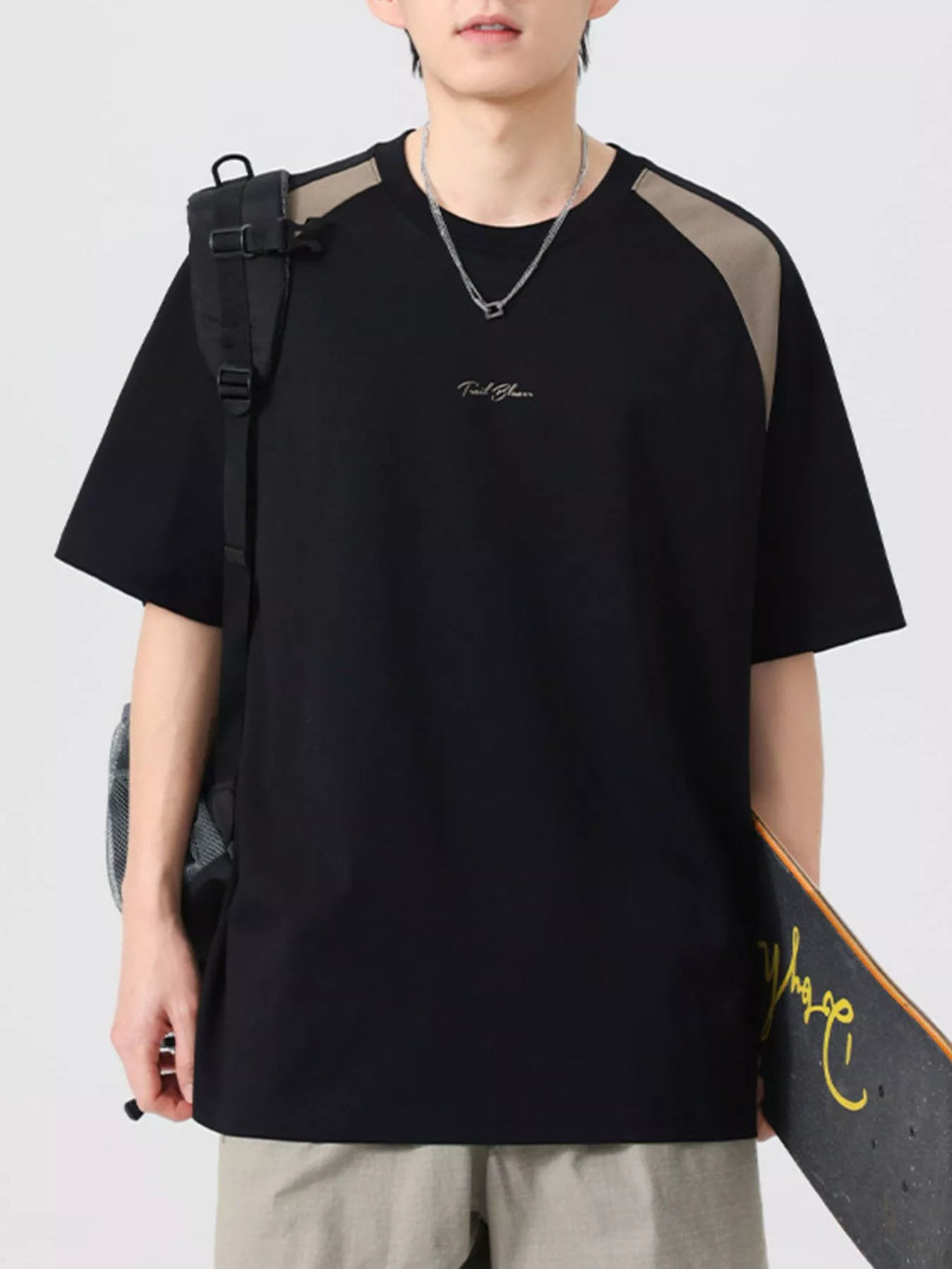 Men's Plus Size Contrast Raglan Sleeve Casual T-Shirt