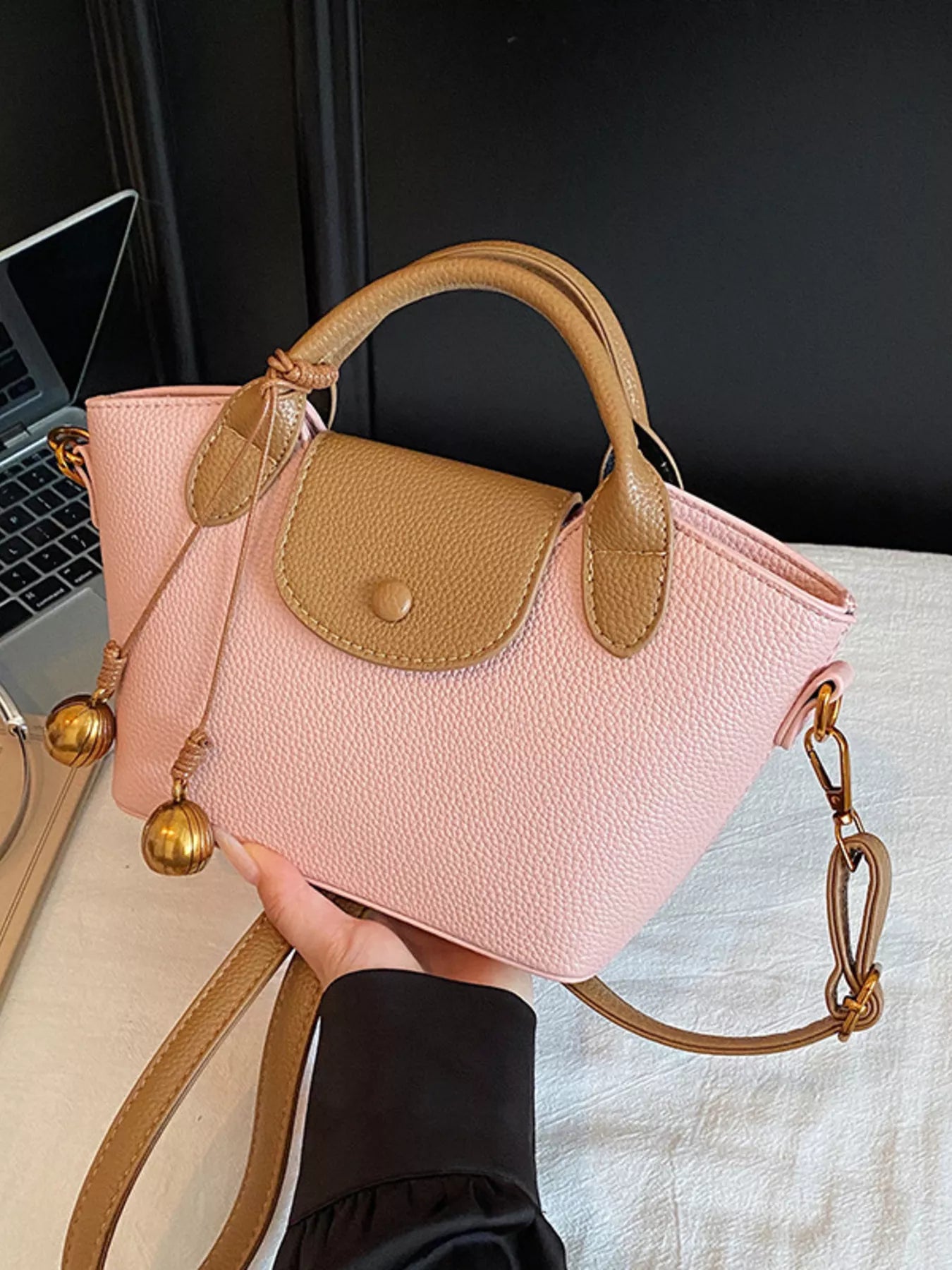 Top Handle Leather Crossbody Bag