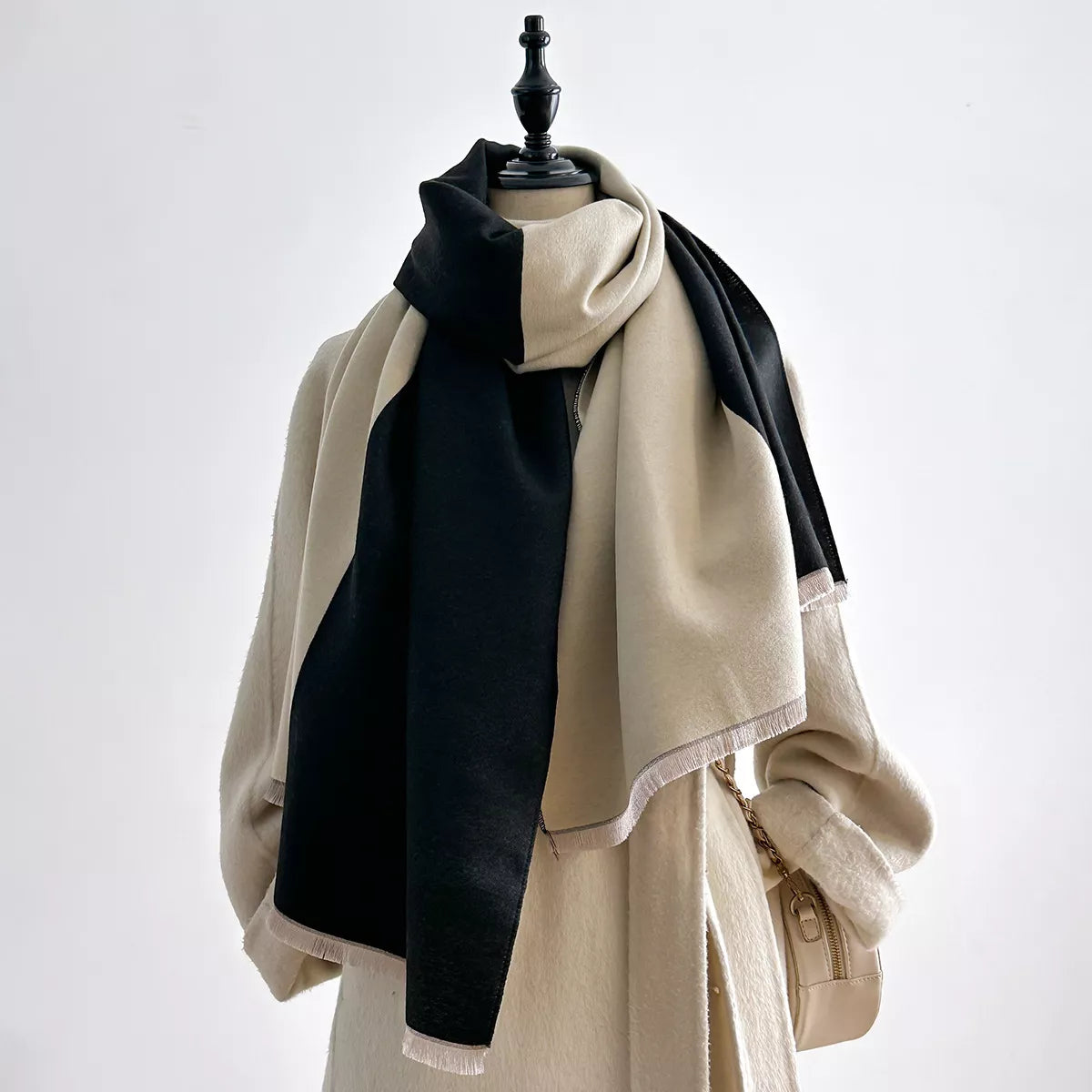 Two-Tone Raw Hem Scarf