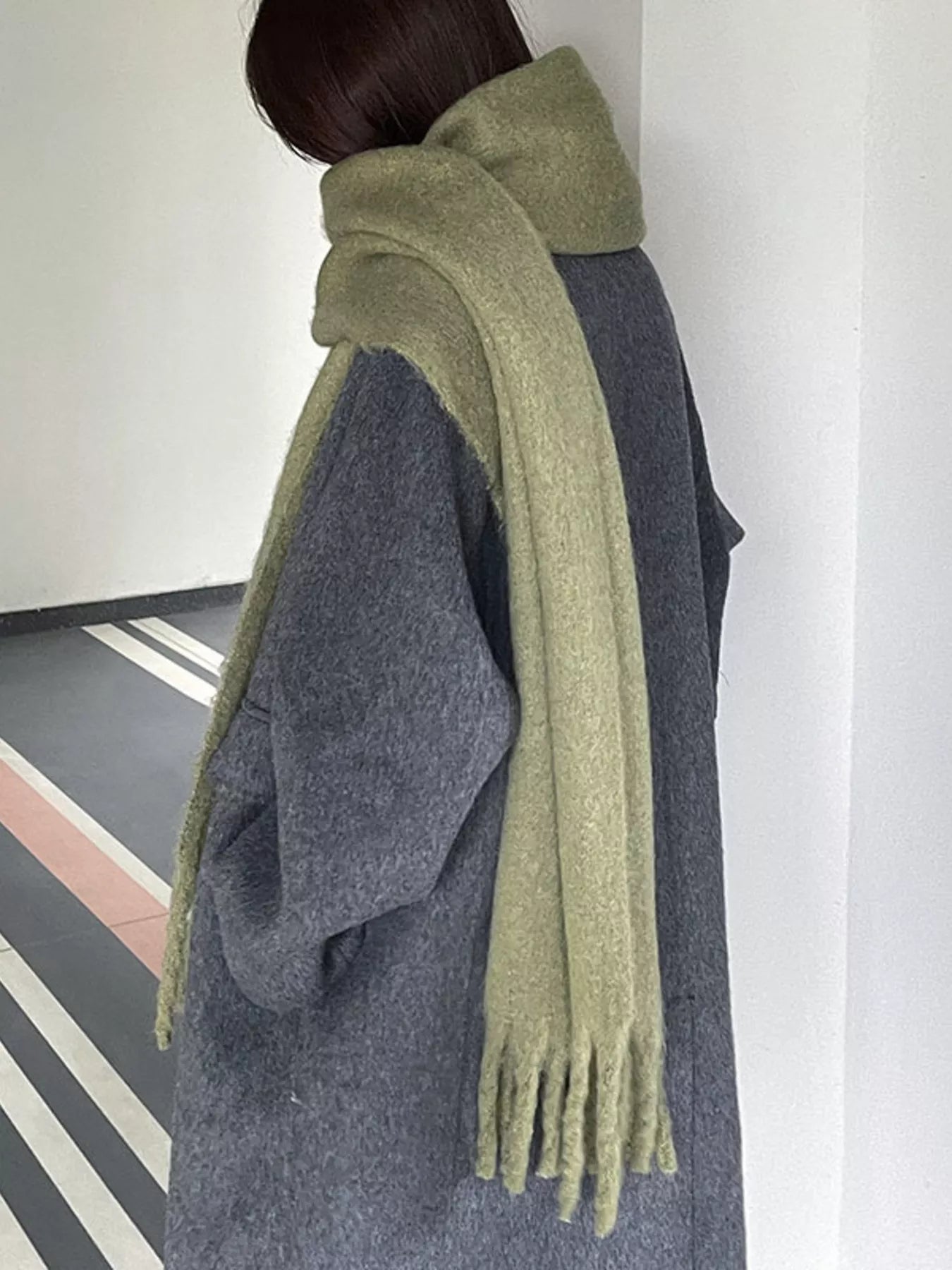 Solid Color Fringe Scarf