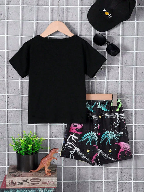 Children's Mommy's Little Boy Dinosaur Print Casual Set