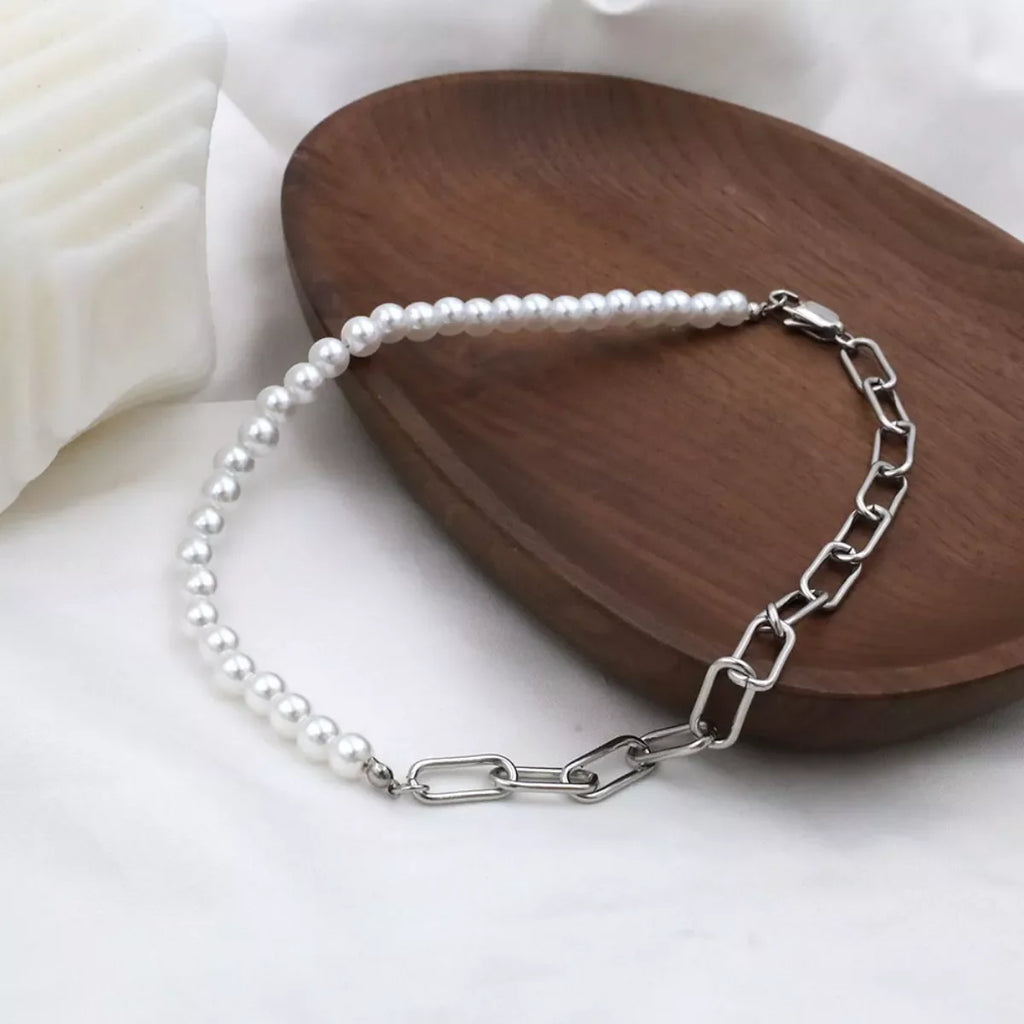 Pearl & Chain Link Necklace
