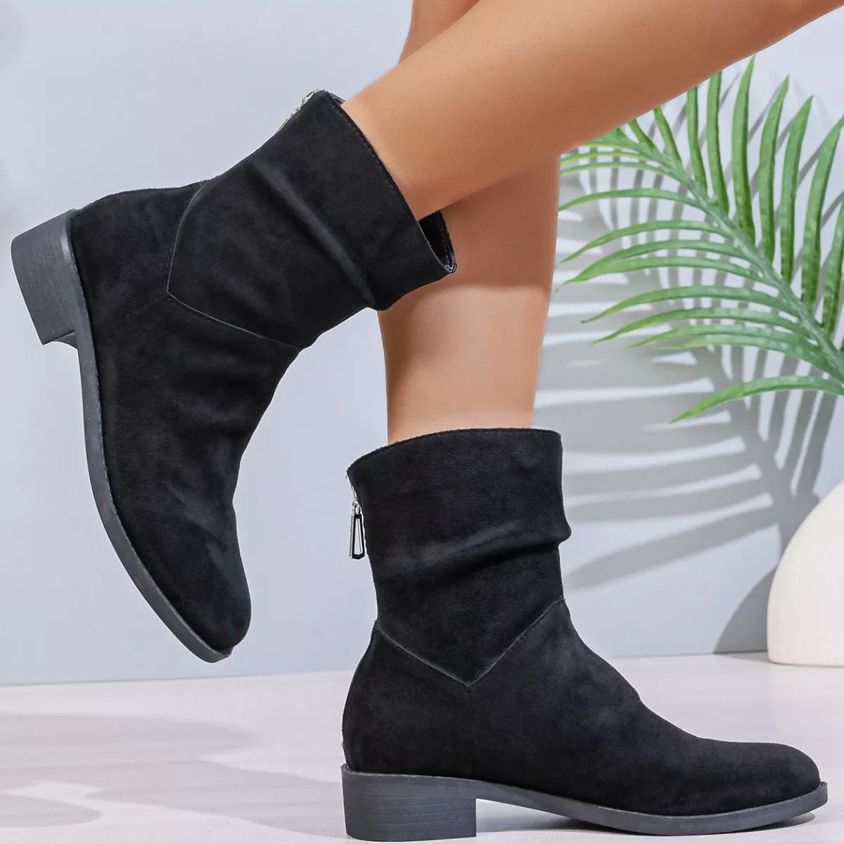 Point Toe Block Heels Boots