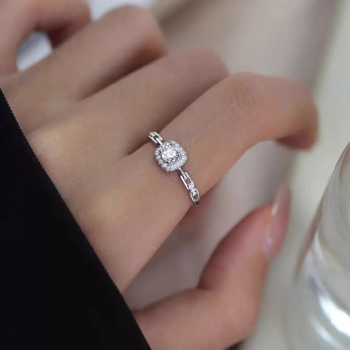 925 Sterling Silver Zircon Ring