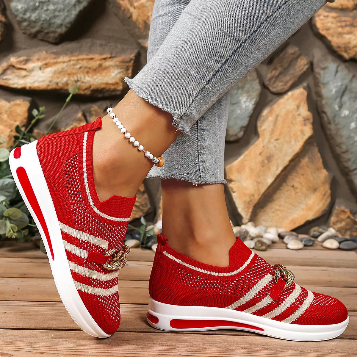 Round Toe Mesh Slip-Ons