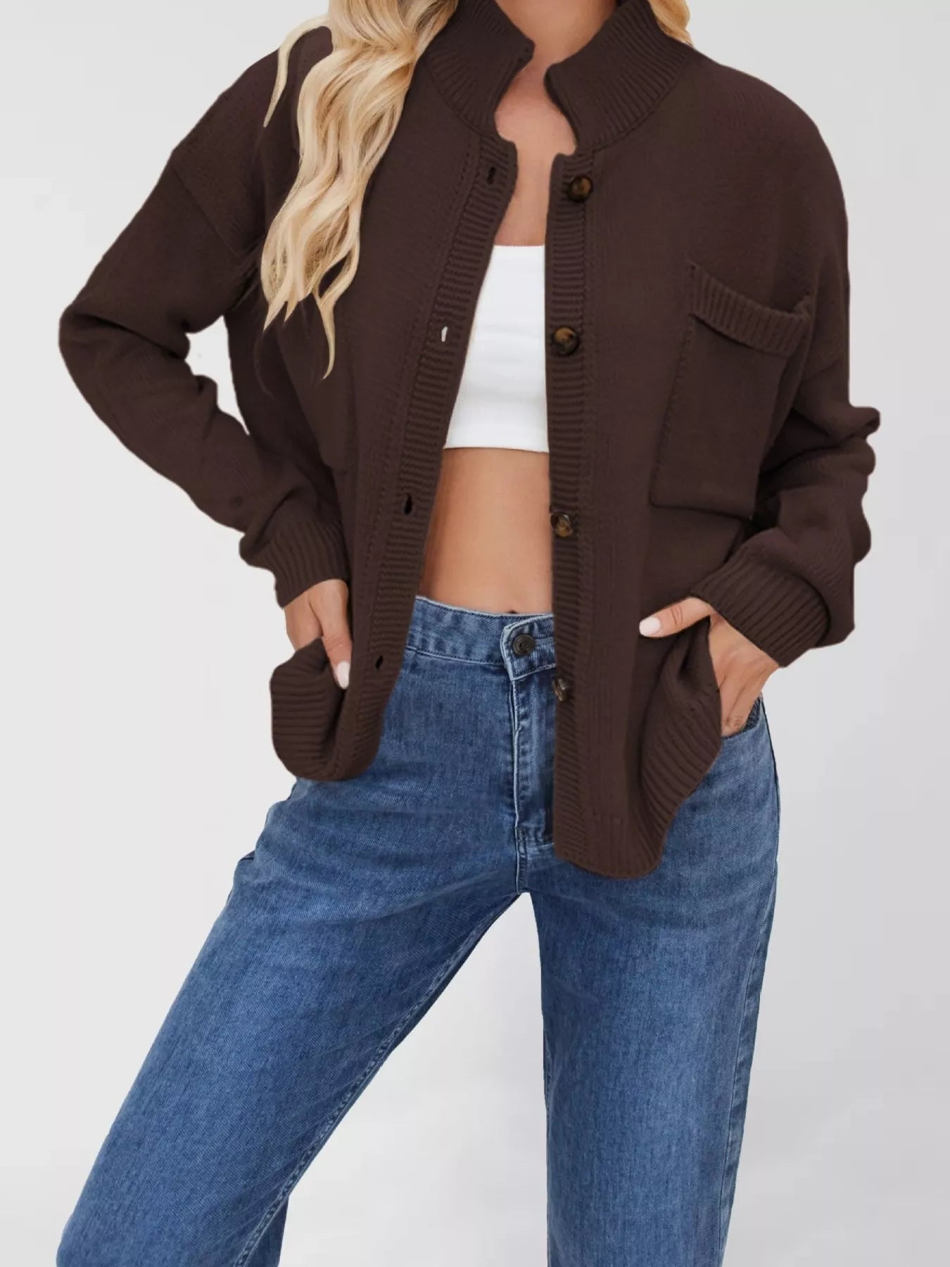 Casual Knit Button-Down Cardigan