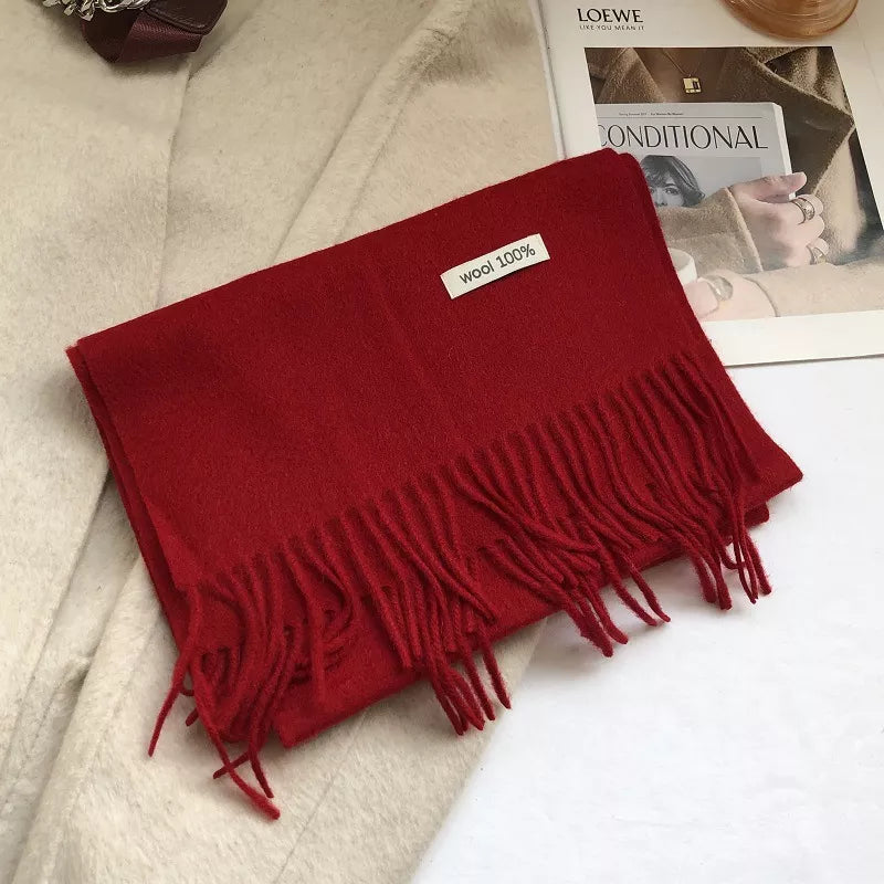 Pure Wool Cozy Tassel Knit Scarf