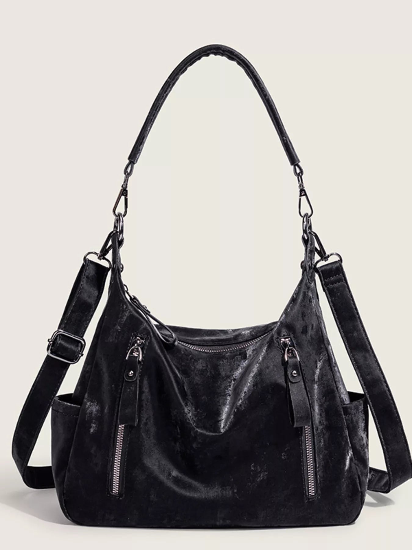 Vintage Style Zipper Front Crossbody Bag