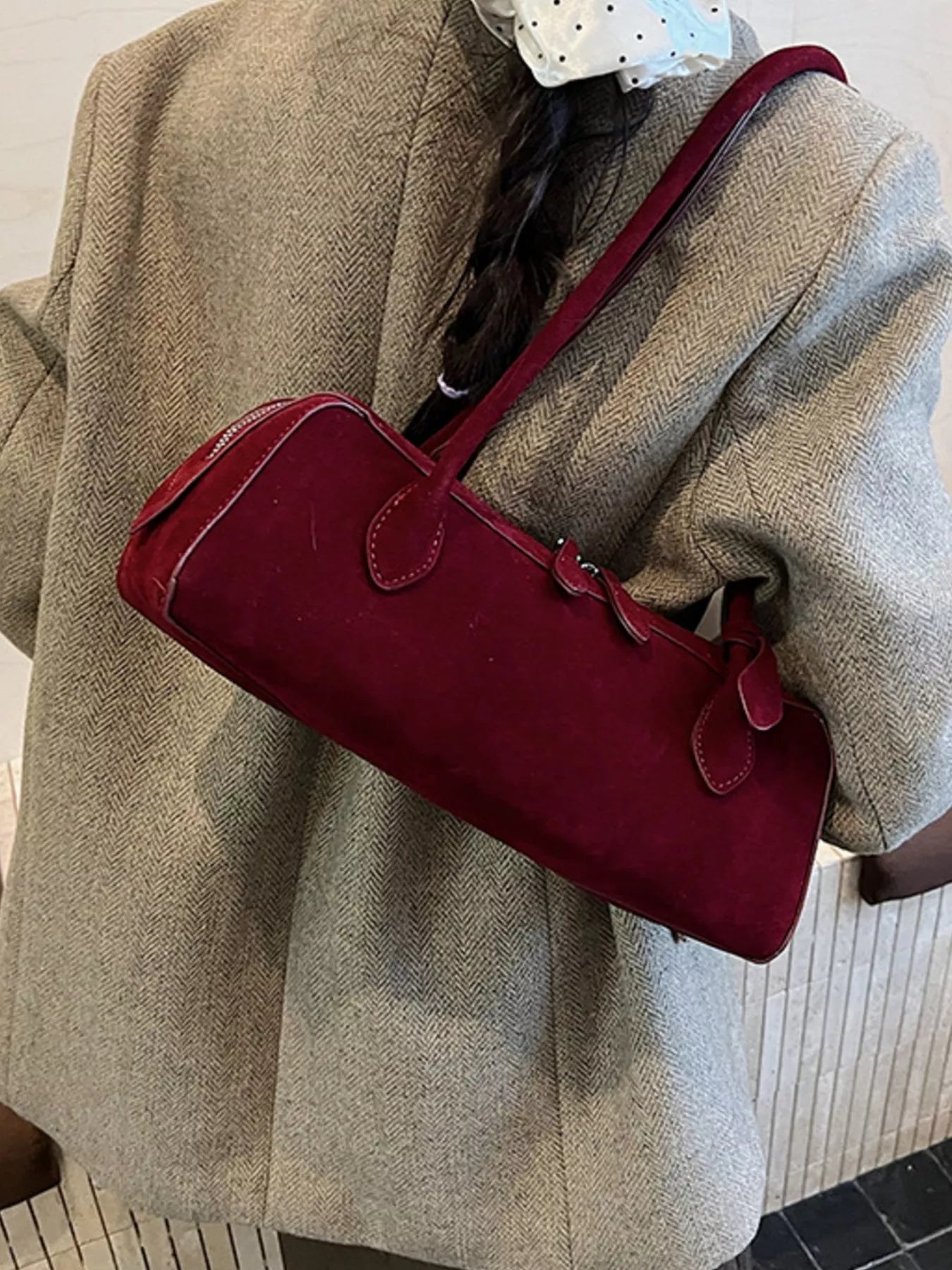 Solid Color Shoulder Bag