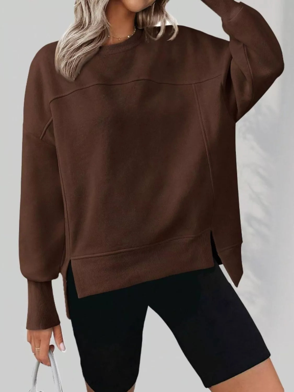 Casual Loose Side Slit Sweatshirt