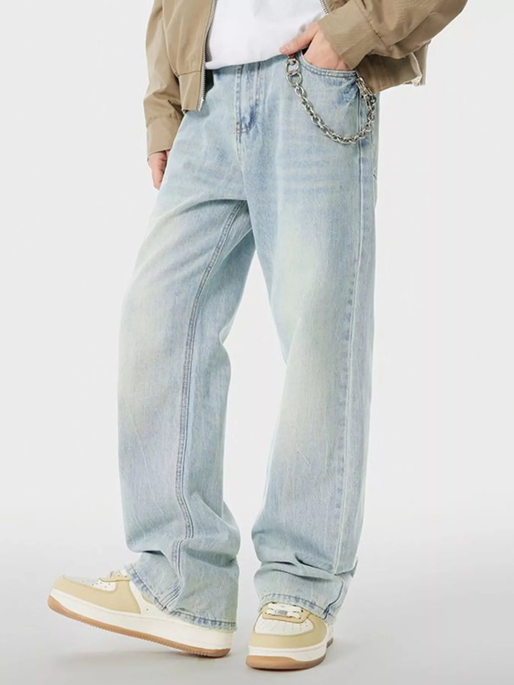 Men's Wash Wide Leg Jeans