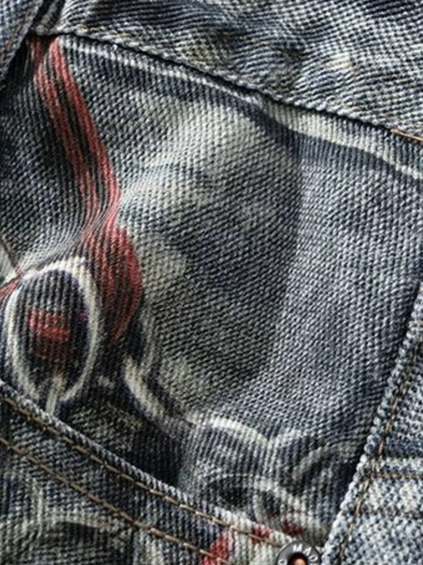 Men's Full Size Vintage Chain Print Denim Shorts Plus Size