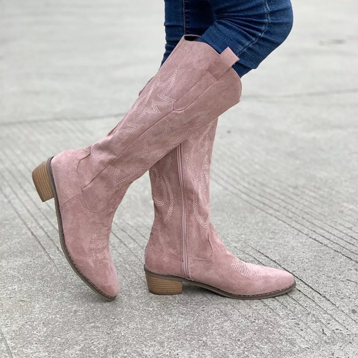 Point Toe Block Heels Boots