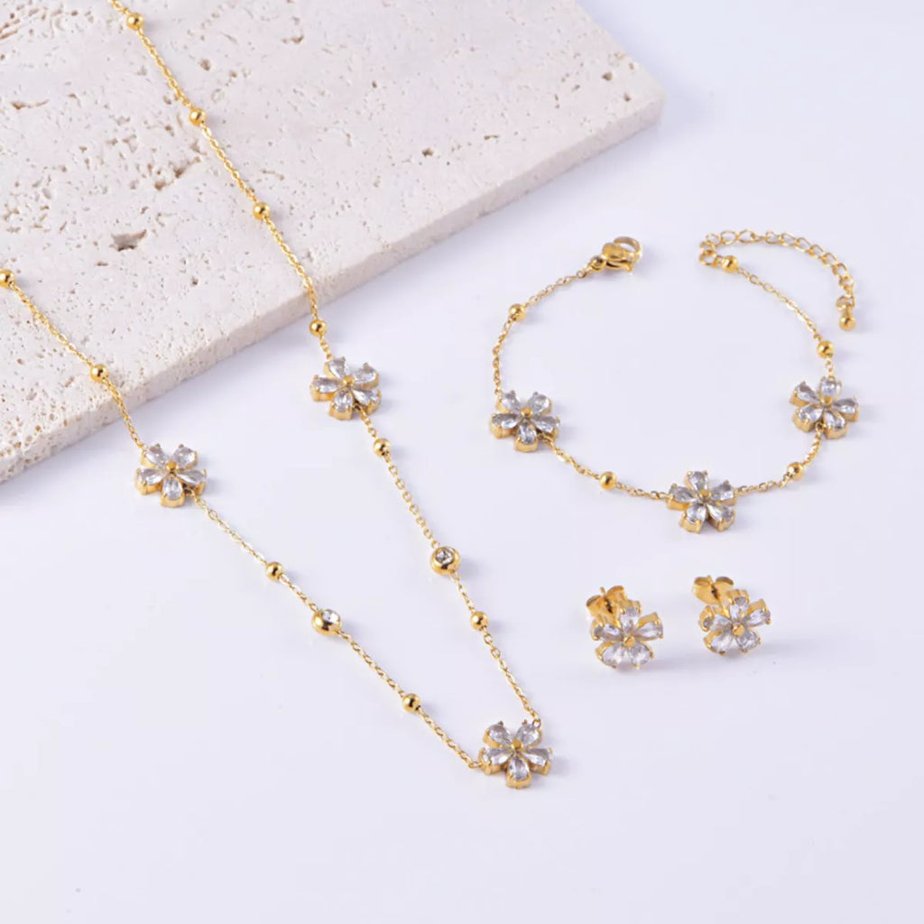 18K Gold-Plated Flower Jewelry Set