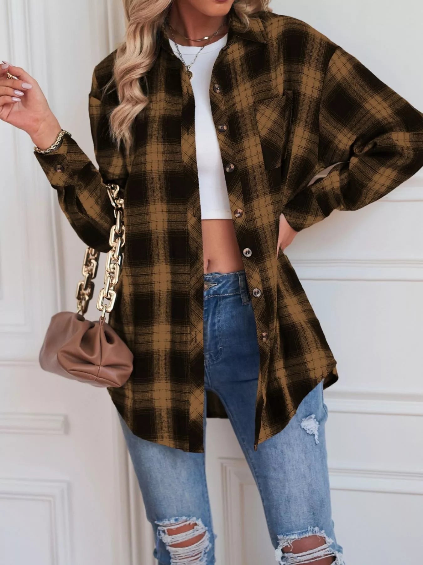 Casual Plaid Button Up Shirt