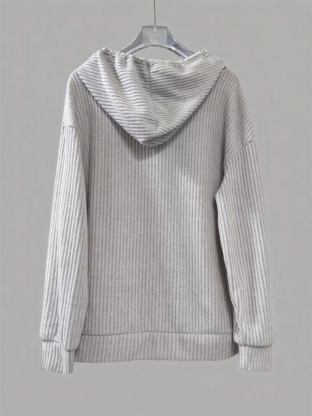 Button-Front Drawstring Hoodie
