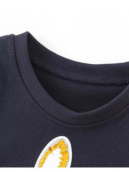 Children's Cute Rabbit Applique Ruffle Hem T-Shirt